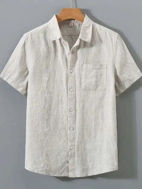 Men's Summer Pure Linen ort Sve irt New Chinese Sle  T-irt Full Linen Material Loose Fit Faion Urban Wear