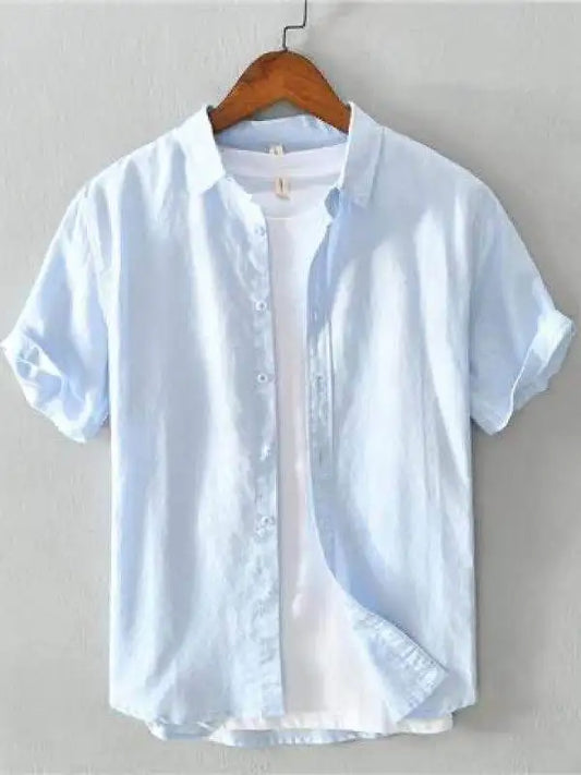Men's Summer Pure Linen ort Sve irt New Chinese Sle  T-irt Full Linen Material Loose Fit Faion Urban Wear
